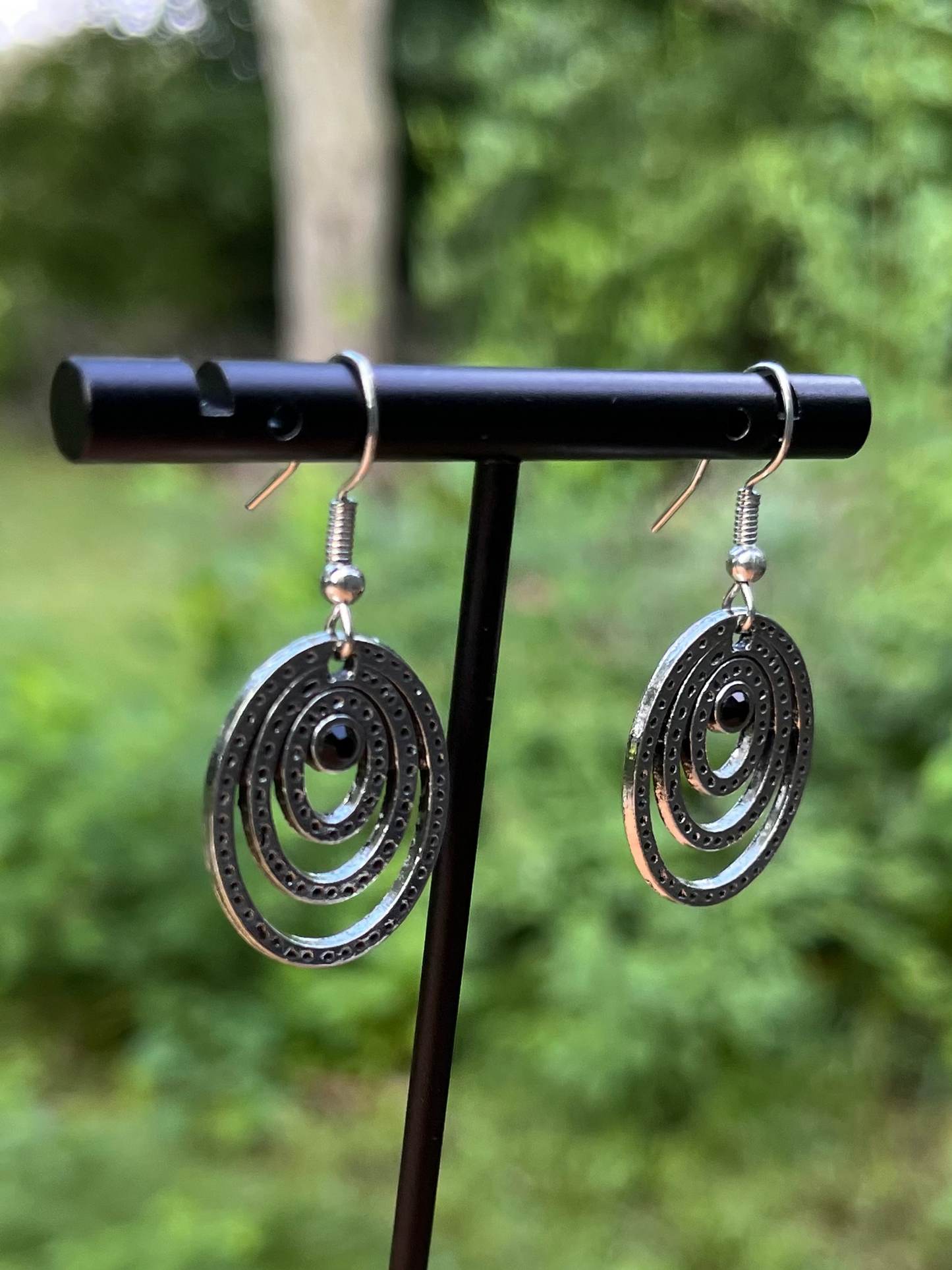Concentric Circle Silver Earrings | Modern Geometric Dangle Earrings | Lightweight Open Circle Earrings | Minimalist Everyday Jewelry | Gift for Her