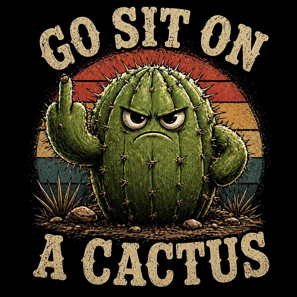 Go Sit on a Cactus Shirt, Funny Sarcastic Tee, Retro Cactus T-Shirt, Snarky Graphic Tee, Funny Attitude Shirt, Unisex Humor Shirt