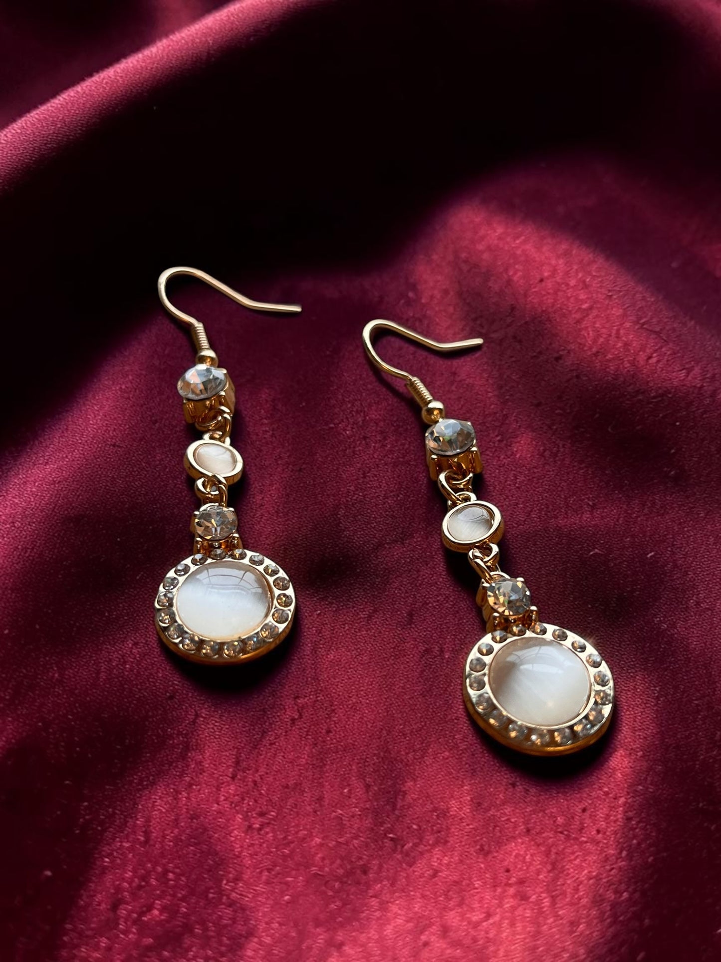 Champagne Crystal Statement Necklace | Gold Tone Rhinestone Earrings | Wedding Guest Jewelry | Elegant Evening Earrings