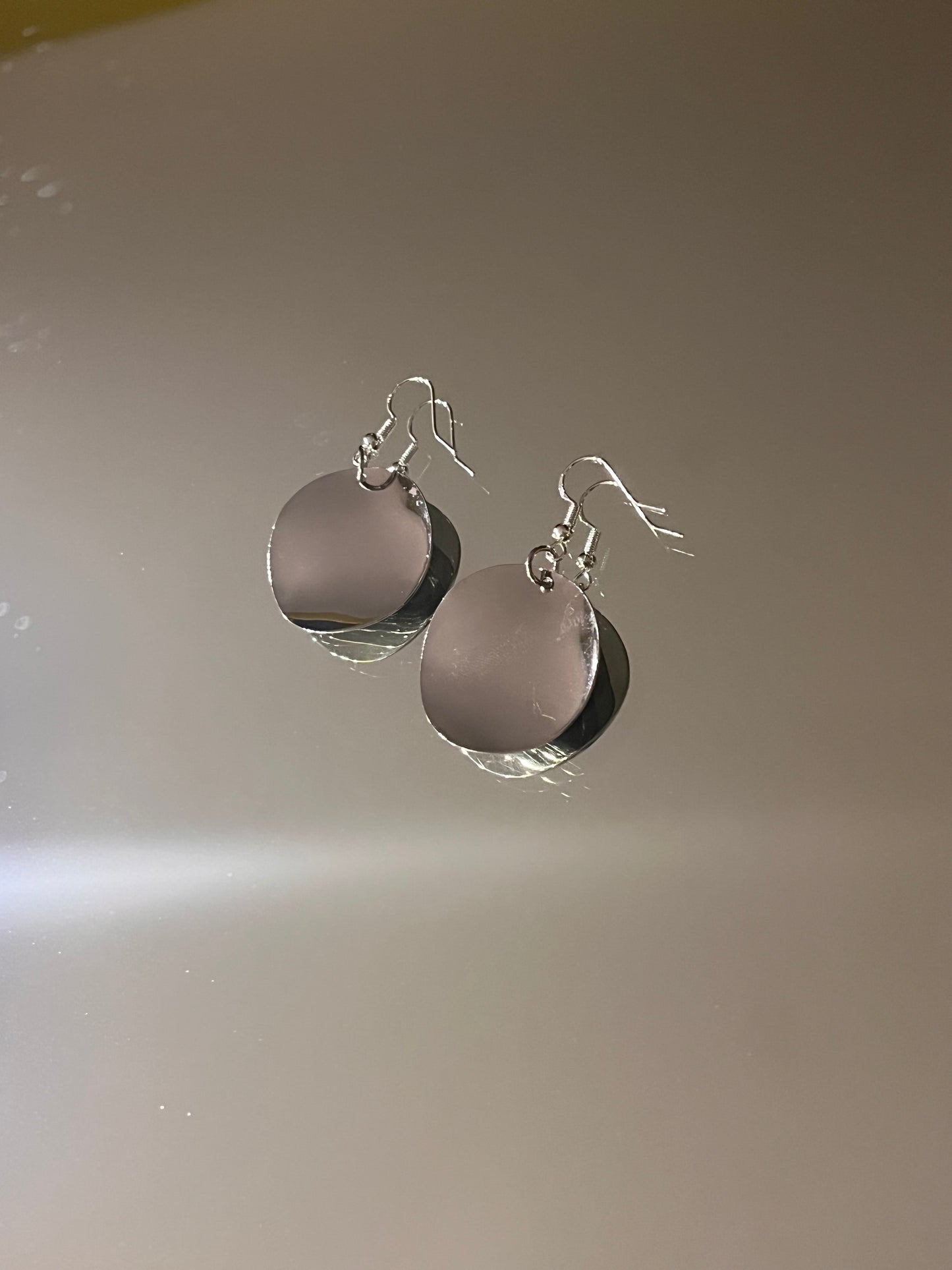 Large Silver Disc Earrings | Lightweight Mirror Finish Statement Earrings | Modern Minimalist Dangle Earrings | Handmade Everyday Jewelry