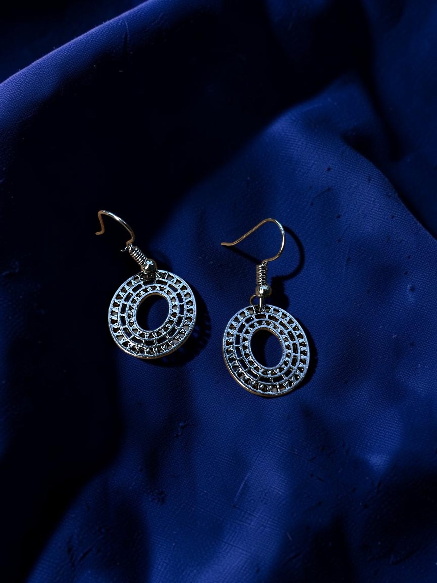 Dark Silver Filigree Circle Earrings | Boho Open Circle Dangle Earrings | Lightweight Geometric Earrings | Everyday Minimalist Jewelry | Gift for Her