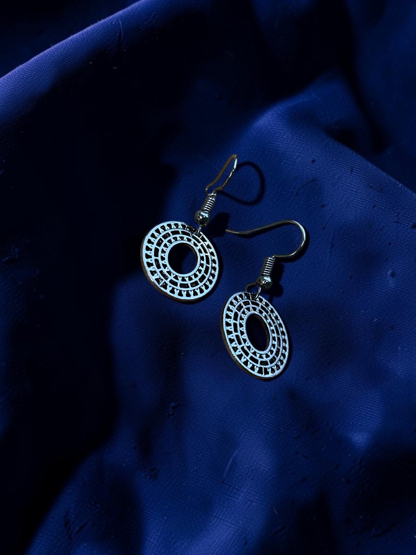 Dark Silver Filigree Circle Earrings | Boho Open Circle Dangle Earrings | Lightweight Geometric Earrings | Everyday Minimalist Jewelry | Gift for Her