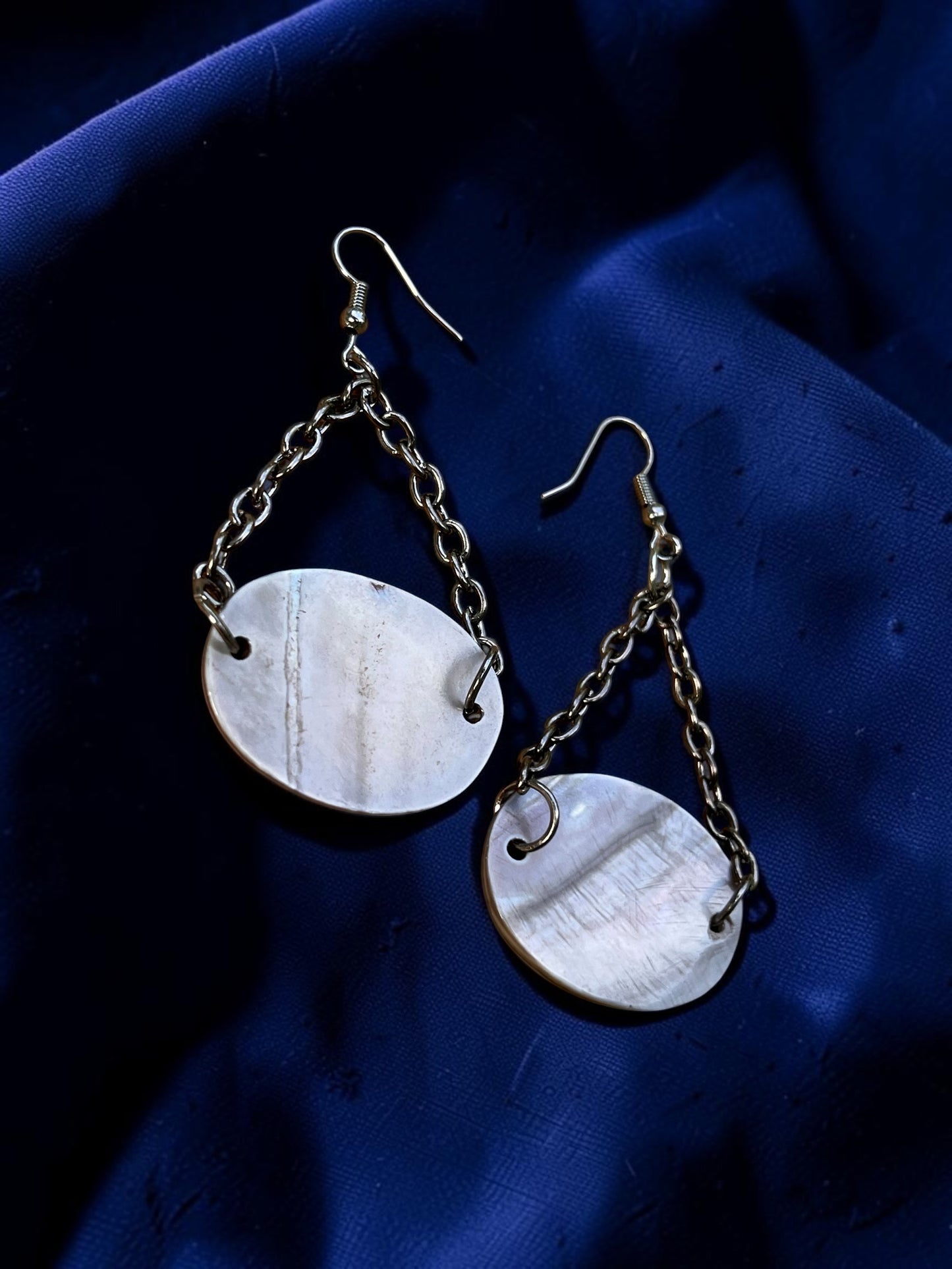 Natural Shell Chain Earrings | Oval Shell Statement Earrings | Coastal Boho Dangle Earrings | Handmade Artisan Jewelry | Gift for Her