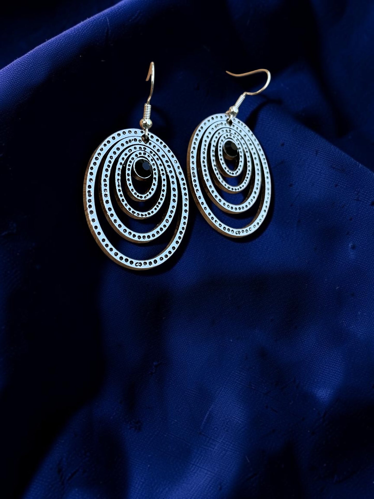 Large Silver Concentric Circle Earrings | Statement Geometric Dangle Earrings | Art Deco Inspired Jewelry | Lightweight Silver Earrings | Gift for Her