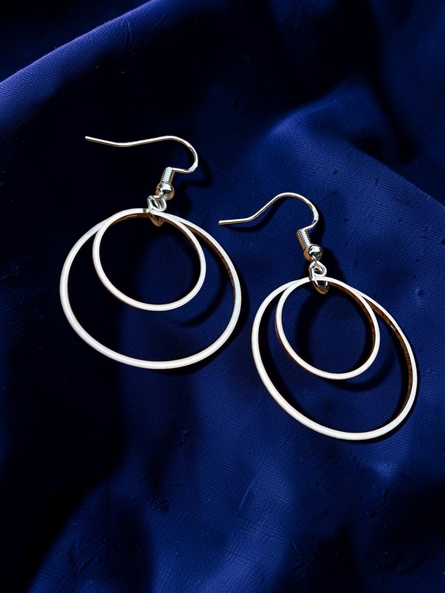 Double Circle Silver Earrings | Modern Geometric Dangle Earrings | Minimalist Open Hoop Earrings | Lightweight Everyday Jewelry | Handmade Gift for Her