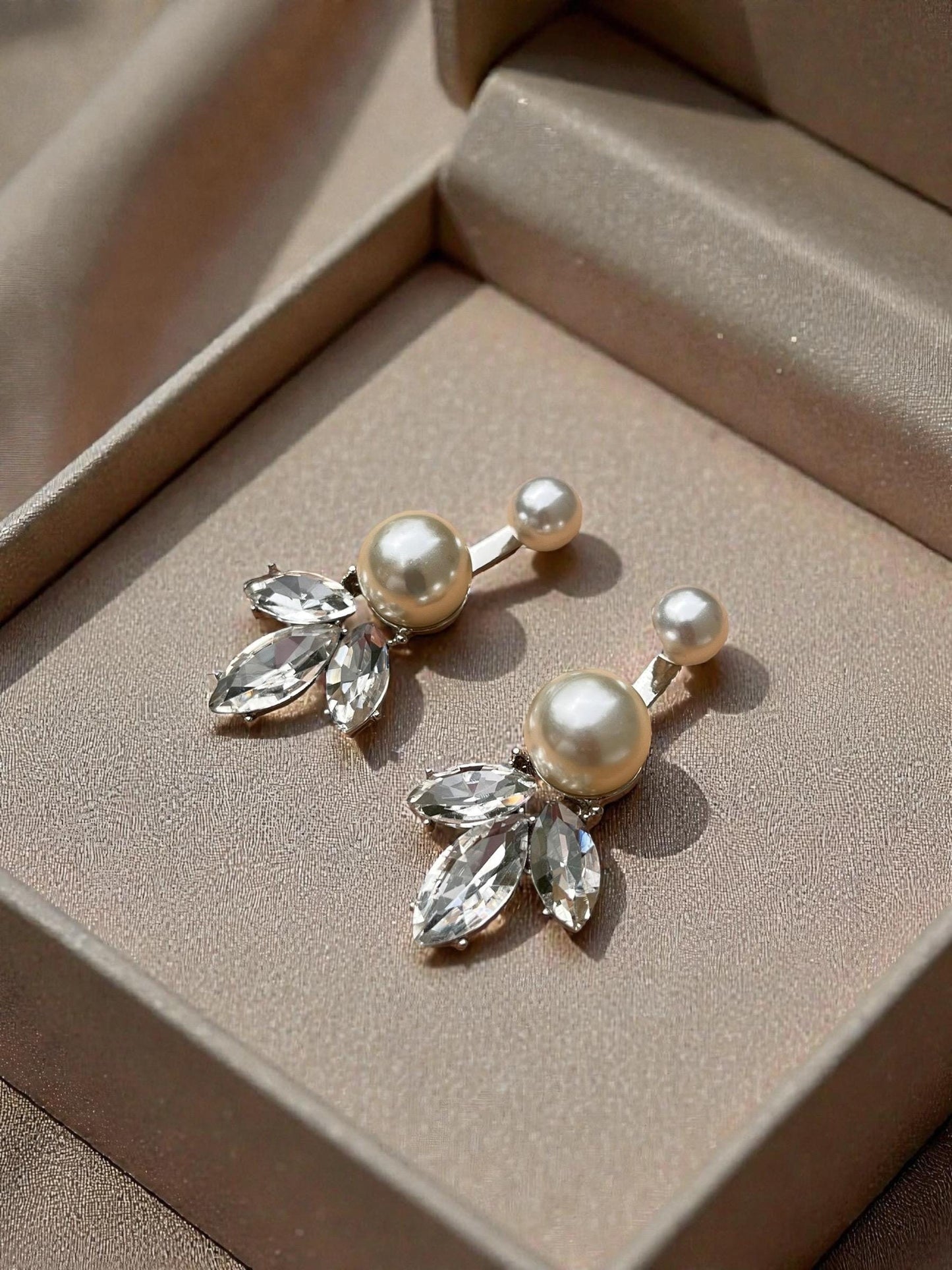 Crystal Pearl Drop Earrings | Elegant Wedding Statement Jewelry